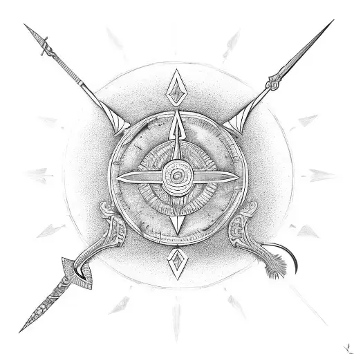 Time Anchor With Tribal Patterns And A Trident Symbol