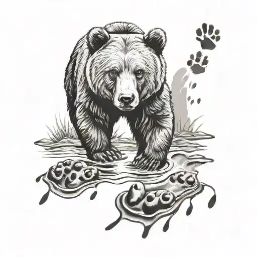 Brown Bear Footprints Leading