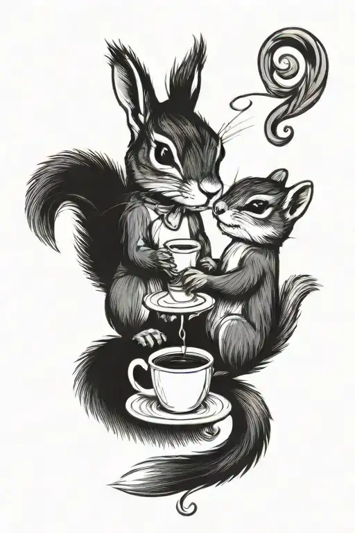 Squirrel And Chipmunk Having Coffee Together Representing The Client's Love
