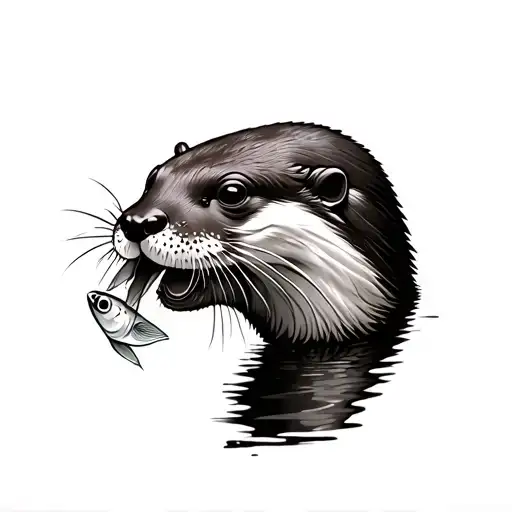 Otter Eating A Fish