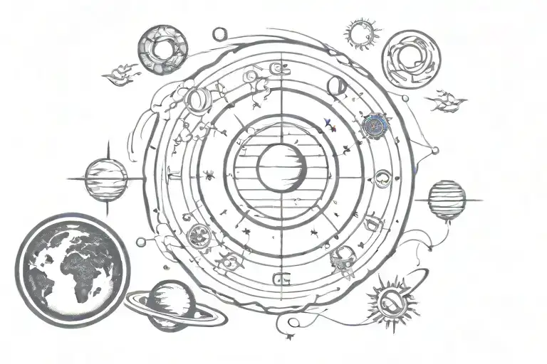 Earth Moon And Sun Orbits Small Symbols Intertwined