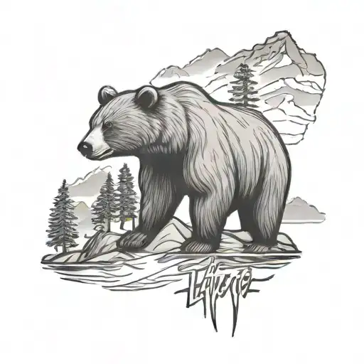 Lake Tahoe Outline With Bear