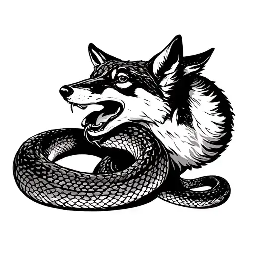 Snake Strangling A Coyote Howling