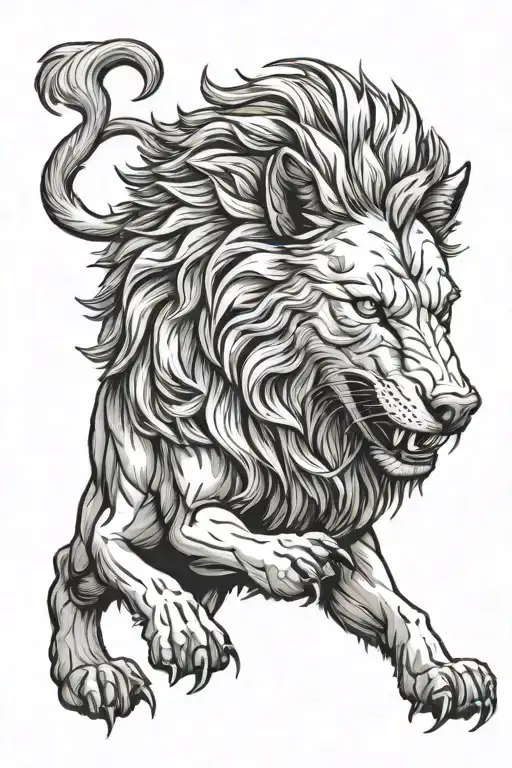 Wolf Lion Roaring