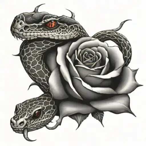 Snake Wrapped In A Rose With Thorns