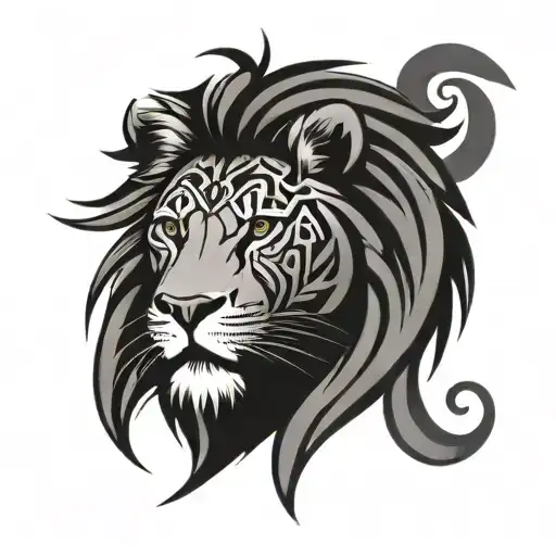 Tribal Cross With Lion Face