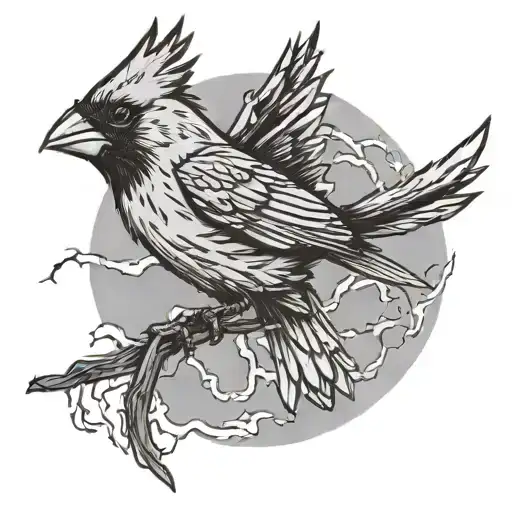 Cardinal Flying Over A Lightening Storm