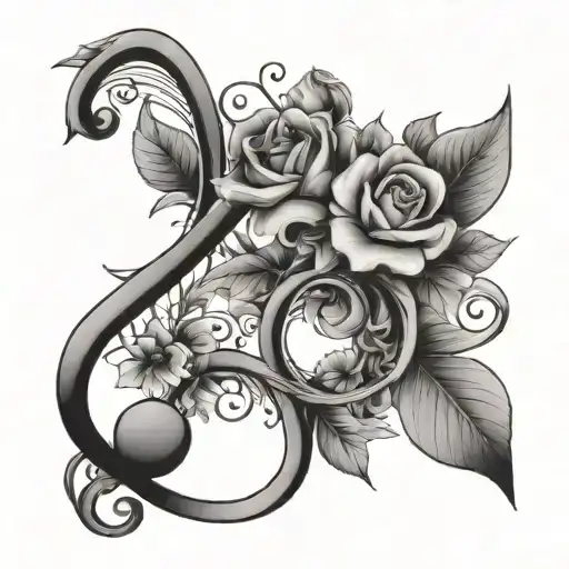 Floral Music Notes Intertwined