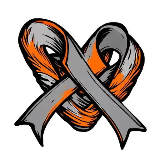 Orange Cancer Ribbon Intertwined With Elements