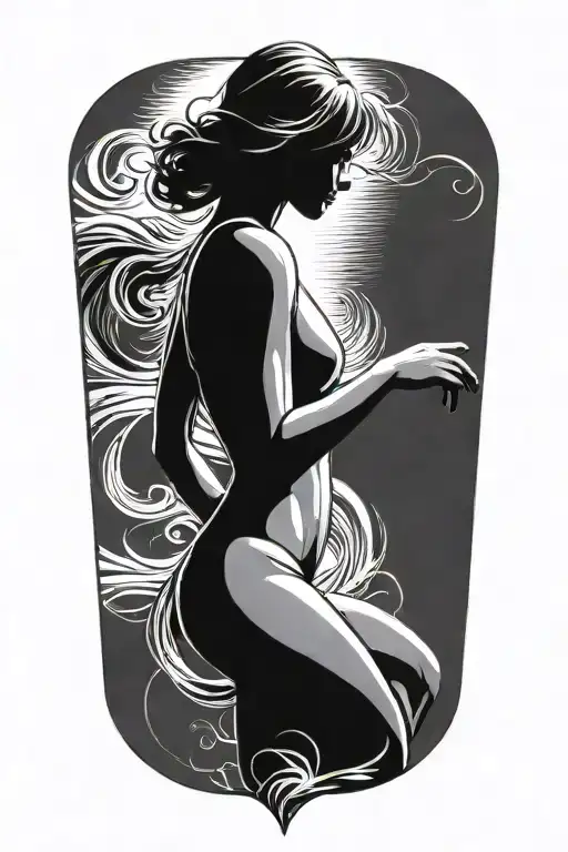 Faceless Slim Woman Silhouette Sensual Flexing