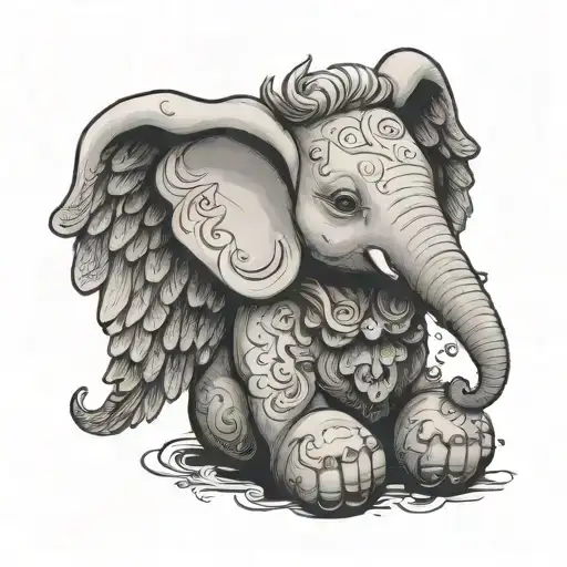 Stuffed Elephant Toy With Angel Wings