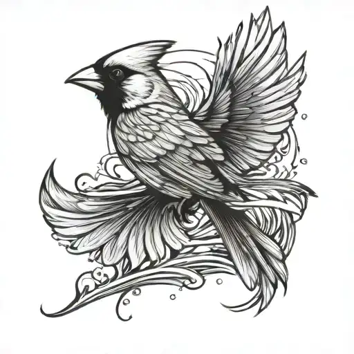 Flying Cardinal Ocean Waves