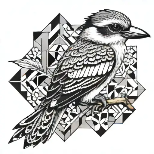 Kookaburra With Geometric Pattern Incorporating Elements