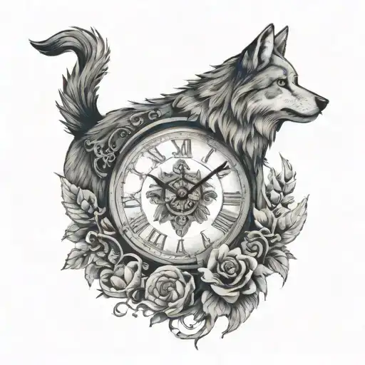 A Roman Clock With My Dads Roman Numerals Blended And A Realistic Wolf And Owl