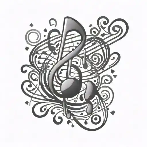 Music Notes Sign With Wired Earphones