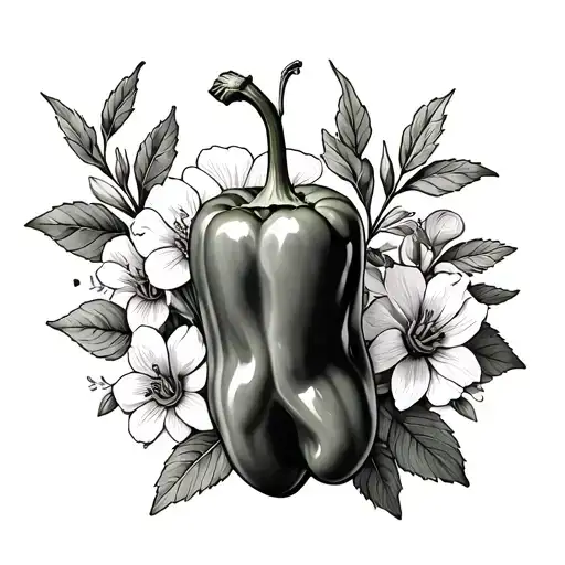 Italian Pepper Surrounded By Flowers