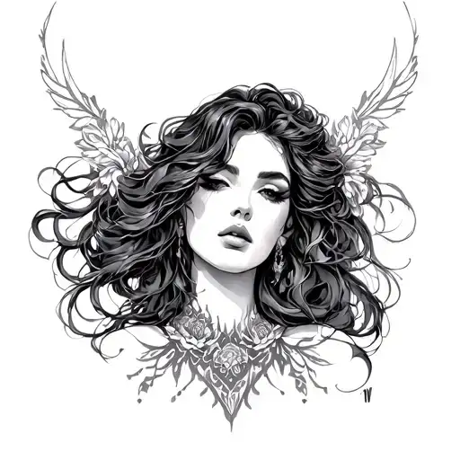 Black Lady Rising Tattoo