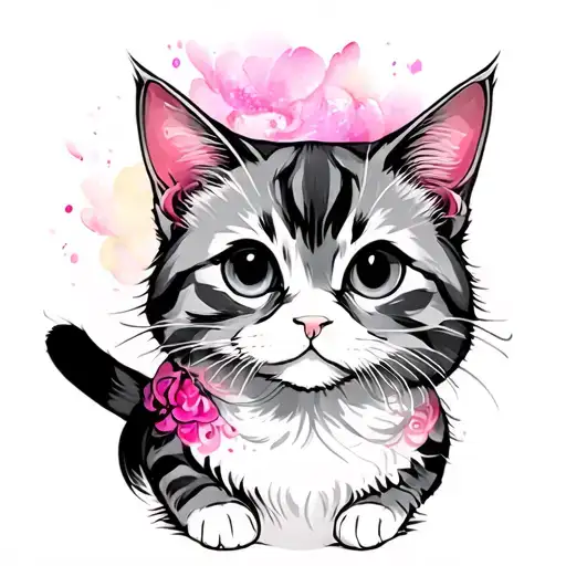 Anime Cat And Colorful