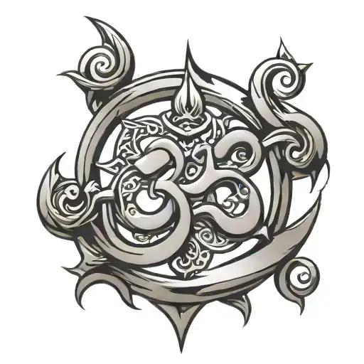 Trishul With Om Symbol Intertwined