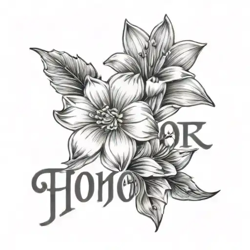 Word Honor With Flower