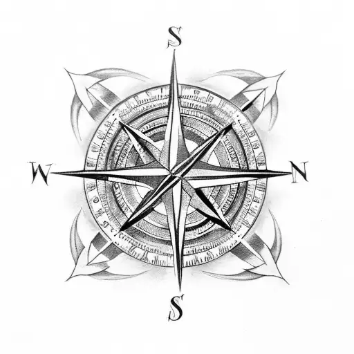 A Compass Rose With Nordic Runes