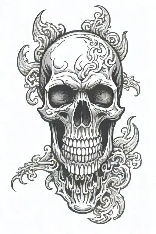 Simple Skull With Flames