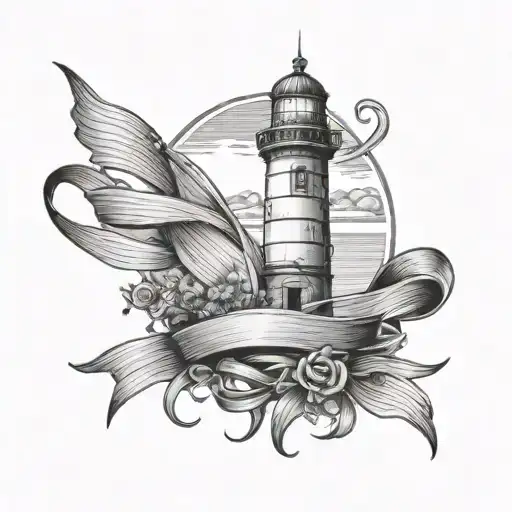 Lighthouse With Ribbon Wrapped