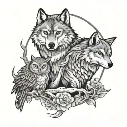 Wolf And Owl Japanese Style