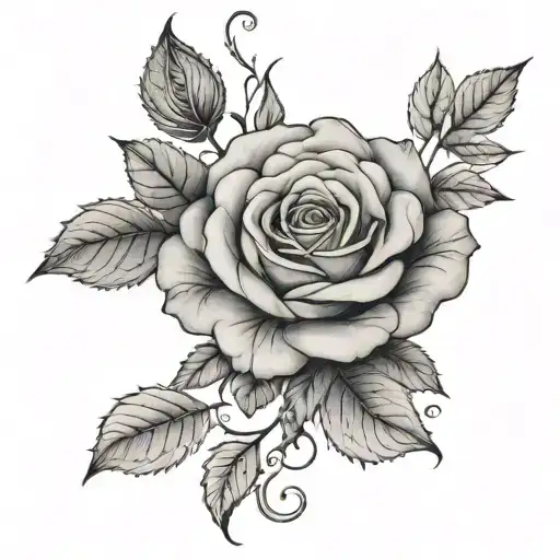 A Realistic Black And Grey Rose Intertwined With A Delicate Lace Pattern
