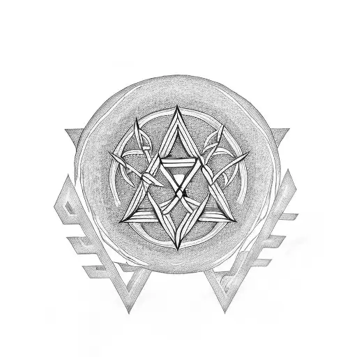 Valknut With Tree Of Life And Runes