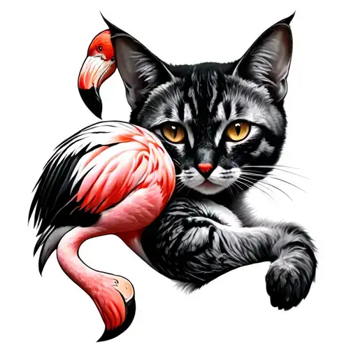 Flamingo And Cat