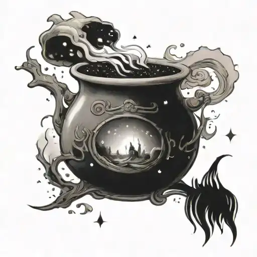 Story Book With Galaxy Coming Out Of It With Cauldron
