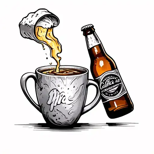 Coffee Cup Clinking With Beer Bottle