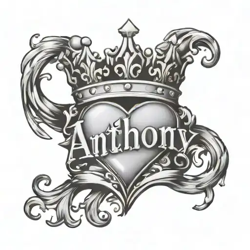 Name Anthony With Heart And Crown