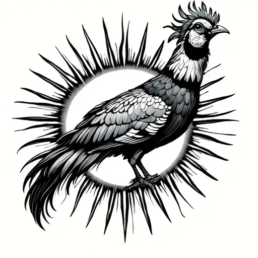 A Peakcock Wrapping It's Neck Around The Sun Shining