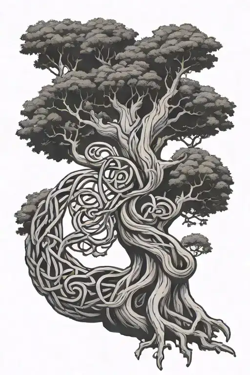 Scottish Dara Knot In The Middle Of A Tree Growing