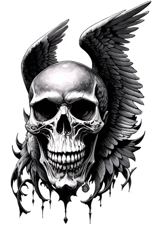 Agony Midevil Angel Skull Dark
