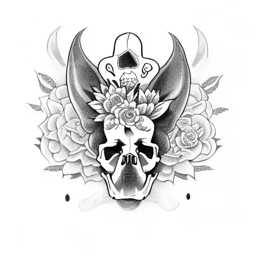 Dog Skull With Flowers