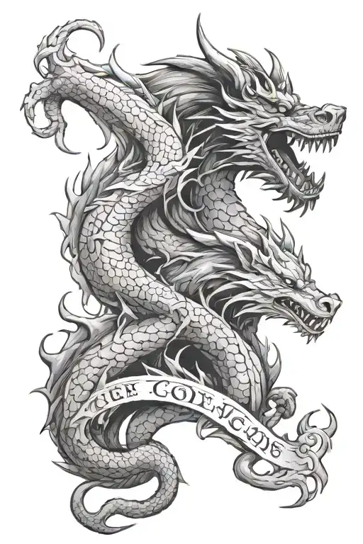 Dragon And Wolf With The Words The Gods Envy Us Because We Are Mortal