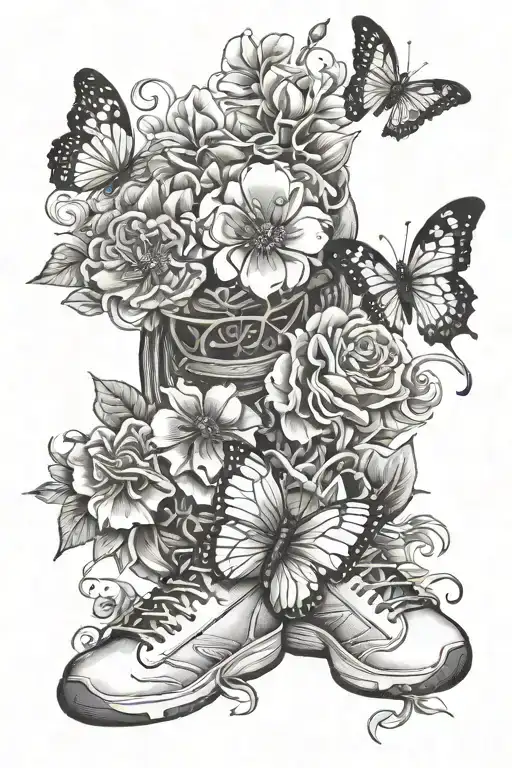 Flowers And Butterflies And Basketball And Bible Verse On Strength