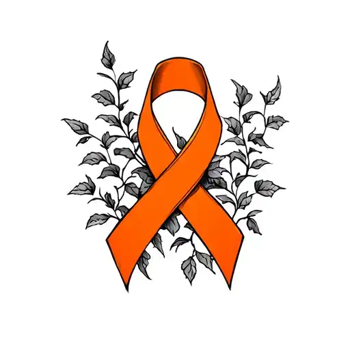 Orange Cancer Ribbon Intertwined With Ivy Vines