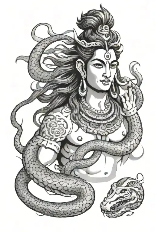 Lord Shiva And Snake Slithering