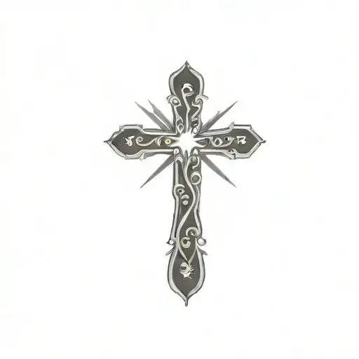 Cross With Sun Ray And Crown