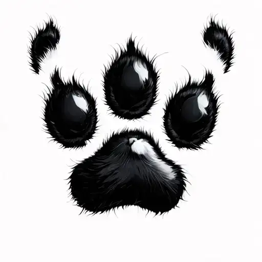 Black And White Kitten Paw Print