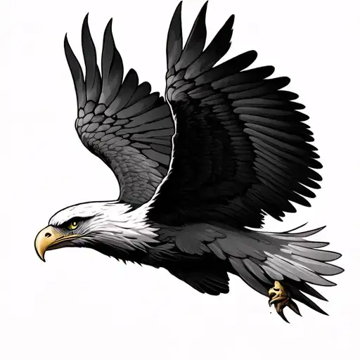 Flying Bold Eagle Wings