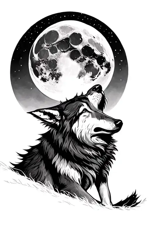 Nordic Wolf Howling At The Moon