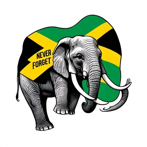 Jamaica Flag Elephant Words Never Forget