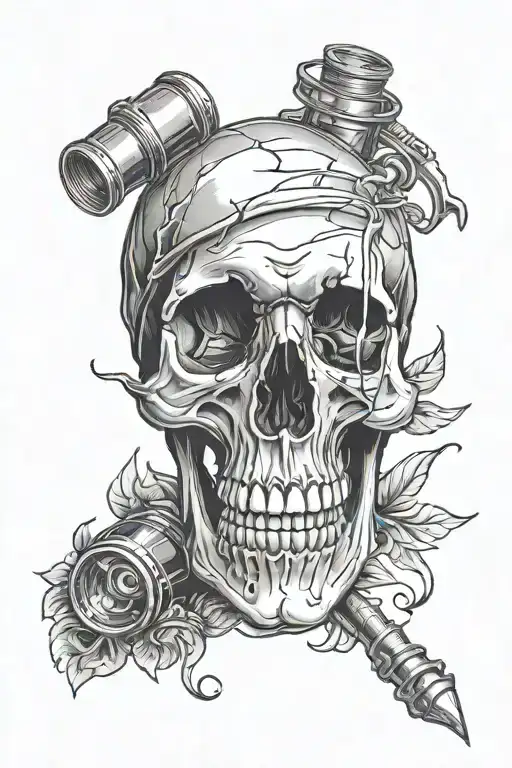 Skull With Broken Bottle