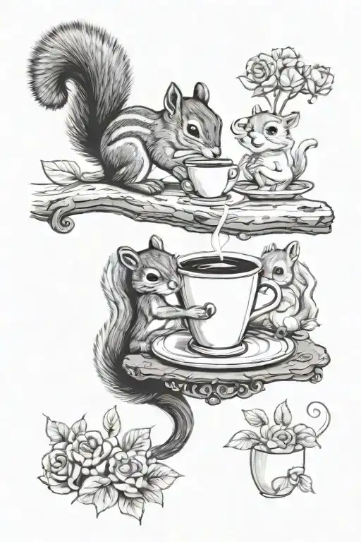 Squirrel And Chipmunk Having Coffee Together Representing The Client's Love