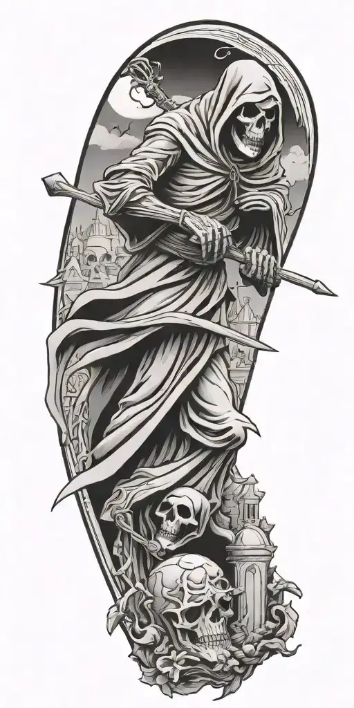 Grim Reaper In Graveyard